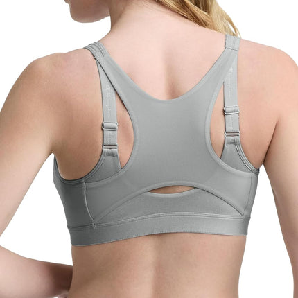 Champion Women's Sports Bra, Motion Control Zip High-impact Sports Bra, Wirefree Bra for Women, Oxford Grey Heather, 42D