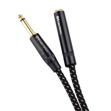 Cable Matters, cable de extensión de 3,04 metros (10 pies) de 1/4 de pulgada TS macho a hembra, negro, paquete de 2, compatible con micrófono, altavoz, mezclador