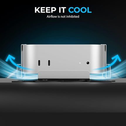 SABRENT Support Mac mini M4 (2024+) – Support flexible de bureau/mur en aluminium, support résistant aux rayures avec gestion des câbles et circulation de l'air – Support Mac mini sécurisé pour mur, bureau ou surface (BK-MAC2)