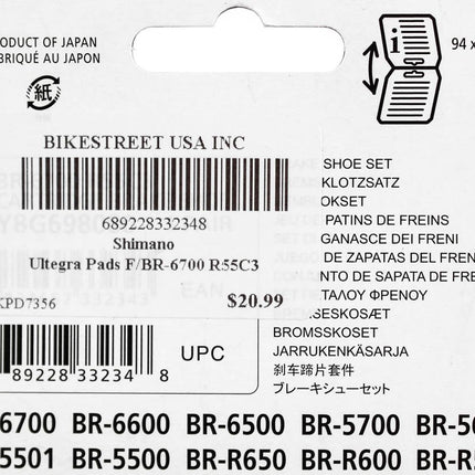 SHIMANO BR-6700 Ultegra Caliper Pad Set (Road)