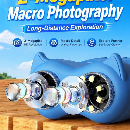 2-in-1 Kids Microscope and Telescope, 1000X Handheld Digital Magnifier with 2 '' HD Screen, USB Rechargeable Mini Magnifying Glass for Kids, STEM Science Education Toy Gifts for Age 4-12 Boys & Girls