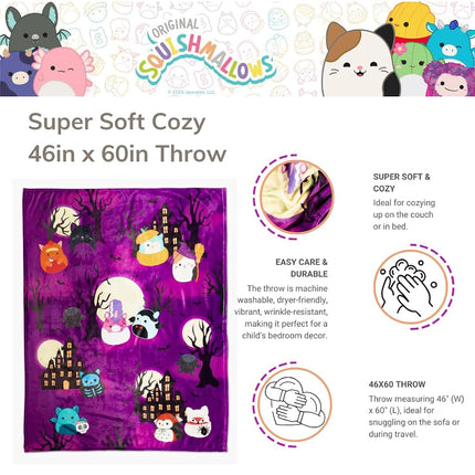 Franco Collectibles Squishmallows Parure de lit Halloween Couverture Douce et Douillette en Peluche, 46 po x 60 po, (Produit sous Licence Officielle)
