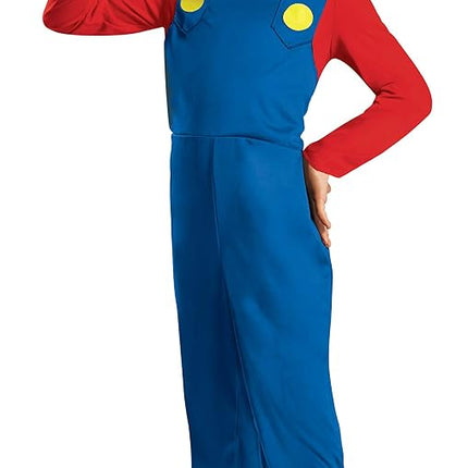 Disguise Official Classic Nintendo Super Mario Costume Kids includes Mario Hat, Mario Fancy Dress Up Outfit Children Halloween Birthday World Book Day Costumes for Boys Large