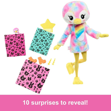 Barbie Cutie Reveal Doll & Accessories with Tie-Dyed Penguin Plush Costume & 10 Surprises Including Color Change, Color Dream Series, HRK40