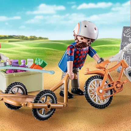 Playmobil 71250 Country farm shop, bike with trailer, organic farm food grocery shop, sustainable toy for children ages 4+