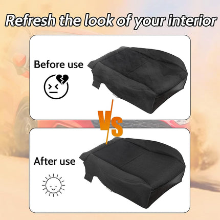HECASA Bottom Seat Cover Driver Side Compatible with 2007-2014 Chevy Silverado 1500 2500HD 3500HD Front Black Driver Cloth Seat Cover Only