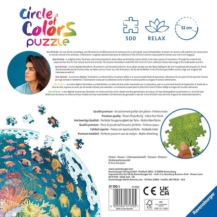 Ravensburger Circle of Colours - Oceans Circular 500 Piece Jigsaw Puzzle for Adults and Kids Age 10 Years +