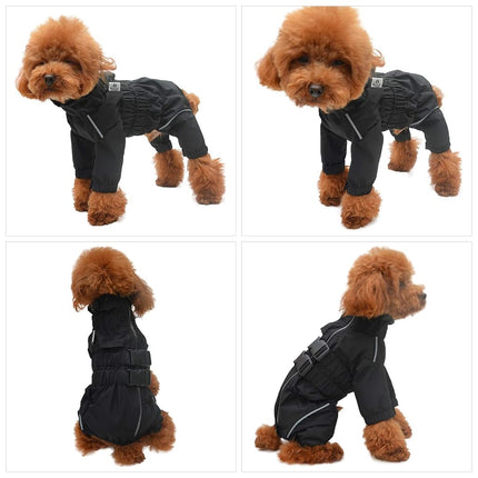Dogs Waterproof Jacket, Lightweight Waterproof Jacket Reflective Safety Dog Raincoat Windproof Snow-proof Dog Vest for Corgis Dachshund Small Medium Large Dogs Black D-M