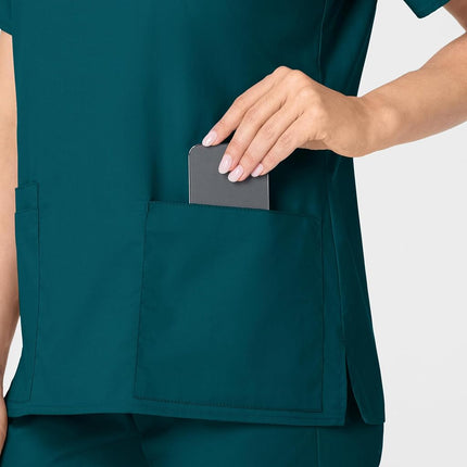 WonderWink Women's Plus-Size Wonderwork V-Neck Scrub Top, Caribbean, 4X-Large