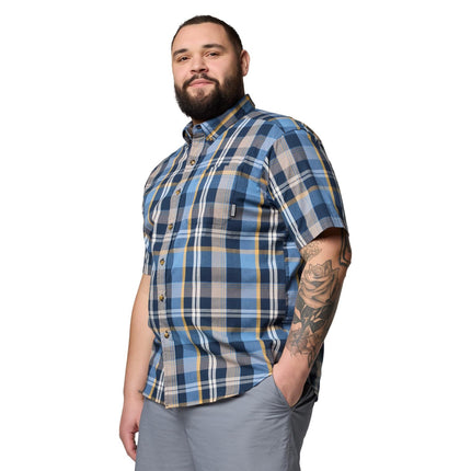 Columbia Men's Rapid Rivers II Short Sleeve Hiking Shirt Opaque, Multicolor Plaid Navy Collegiale, S