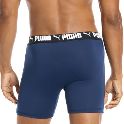 PUMA Men's 4 Pack Active Stretch Boxer Briefs, Blue/Black/Grey, XL