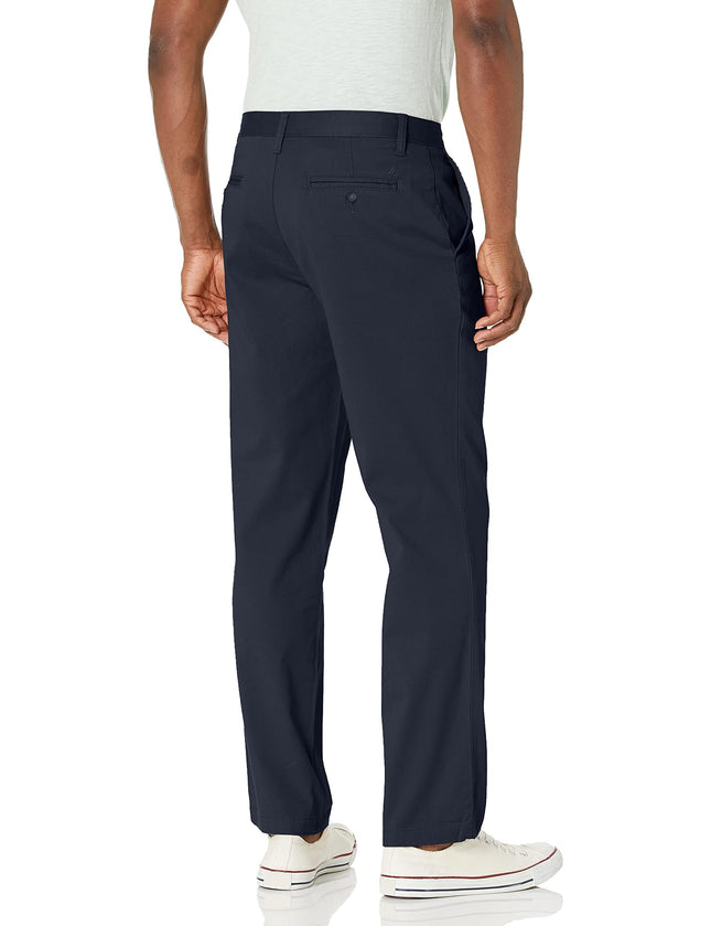 Nautica Men's Classic Fit Flat Front Stretch Solid Chino Deck Pant Business Casual, True Navy, 32W x 30L