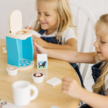 Melissa & Doug 11-Piece Brew and Serve Wooden Coffee Maker Set - Play Kitchen Accessories