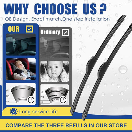 3 wipers Replacement For Toyota Highlander 2008-2019,Lexus GX460 2011-2021 Original Equipment Windshield Wiper Blades Set 26"+20"+12" (Set of 3) U/J HOOK