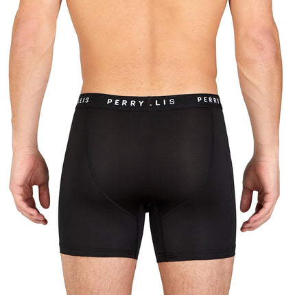 Perry Ellis Men's 6-pack Microfiber Boxer Briefs Soft Stretch Fabric With Supportive Fit, Black, L