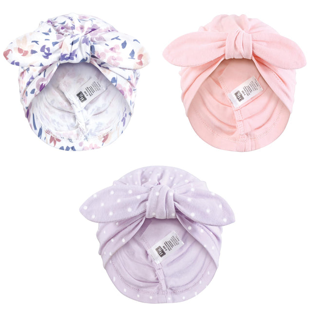 Hudson Baby Infant Girls Turban Cotton Headwraps, 
