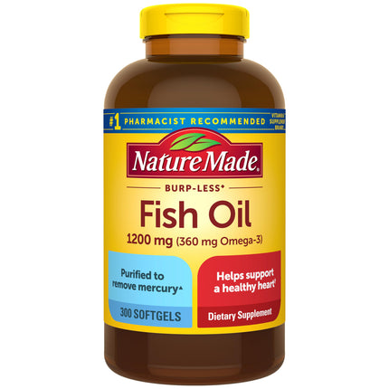 Nature Made Burp-Less Fish Oil 1200 mg Softgels, 3