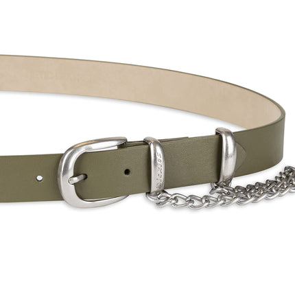 Dickies Women�s Leather Casual Belt, Olive Chain, Medium