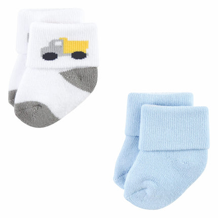 Luvable Friends Unisex Baby Newborn and Baby Terry Socks, Bulldozer, 6-12 Months