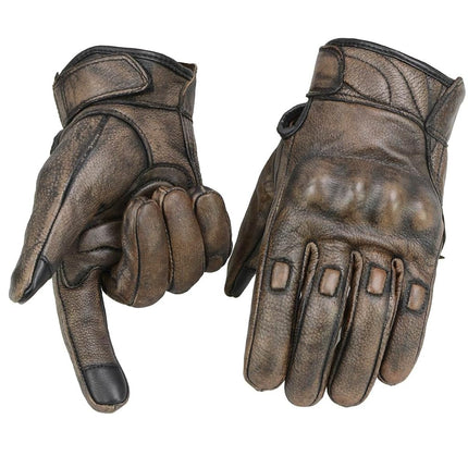 Milwaukee Leather MG7514 Gants de moto en cuir marron pour homme compatibles écran tactile avec paume en gel et protection des phalanges - Taille XL