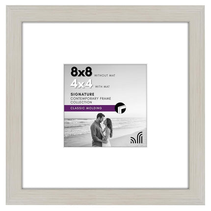 Americanflat Cadre photo 20x20 cm avec verre incassable - À utiliser comme cadre 10x10 cm avec passe-partout ou pour afficher une photo 20x20 cm sans passe-partout - Collection Signature - Cadres carrés pour table et mur - Bois clair