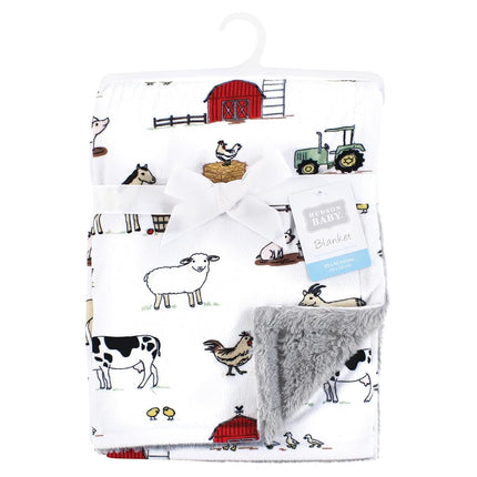 Couverture en peluche Hudson Baby unisexe avec bordure et envers en fourrure, motif Ferme, taille unique