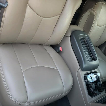 ECOTRIC Passenger Seat Bottom Cover Synthetic Leather Compatible with 2003-2006 GMC Sierra & Chevrolet Silverado 1500/2500/3500 2006 Chevrolet Avalanche-Medium Neutral Tan 522- Passenger
