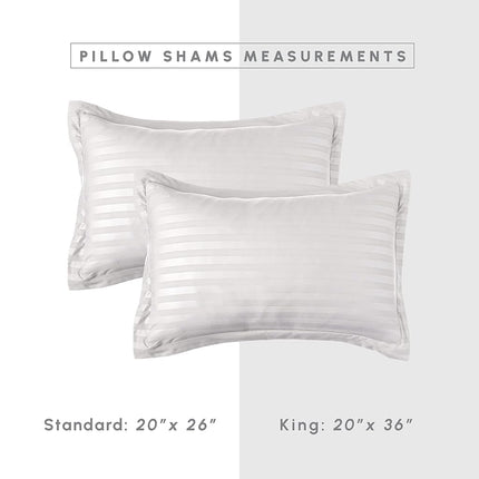 Elegant Comfort Silky Soft 8-Piece Dobby Stripe Bed-in-a-Bag Comforter Set, Includes 4pc Smart Sheet Set, Bed Skirt, Comforter, Matching Pillowcases and Shams - Twin/Twin XL, White