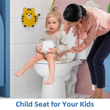 Asiento de inodoro redondo con asiento para niños pequeños incorporado - Cierre suave, liberación rápida, topes antideslizantes, fácil instalación - Asiento de inodoro blanco para entrenamiento para el baño familiar