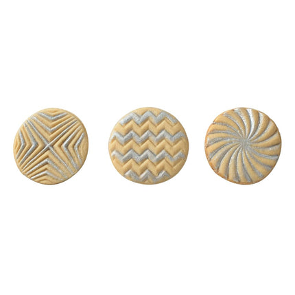 Nordic Ware 01245 Geo Cookie Stamps (Set of 3), Sturdy Cast Aluminium with Removable Hardwood Handles, Silver