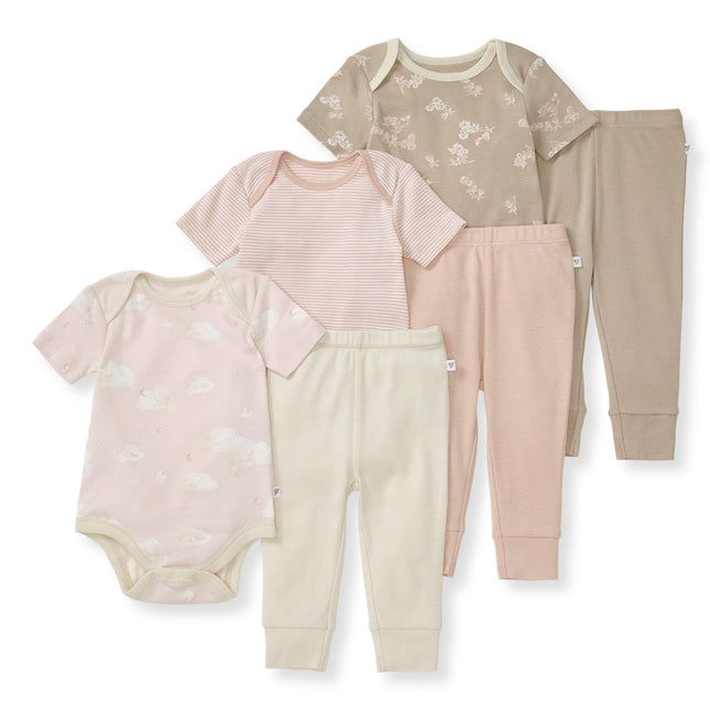Burt's Bees Baby Unisex Baby 6 Piece Bodysuit and 