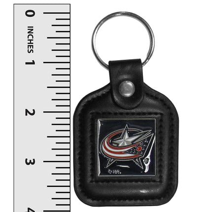 NHL Siskiyou Sports Fan Shop Columbus Blue Jackets Square Leather Key Chain One Size Black