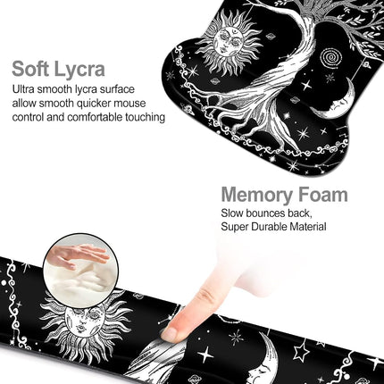 ToLuLu Keyboard Wrist Rest Mouse Pad Support, Gel Ergonomic Mouse Pads for Computer Laptop PC, Comfortable Durable Mousepad Keyboard Wrist Rests for Easy Typing Pain Relief, Moon & Sun