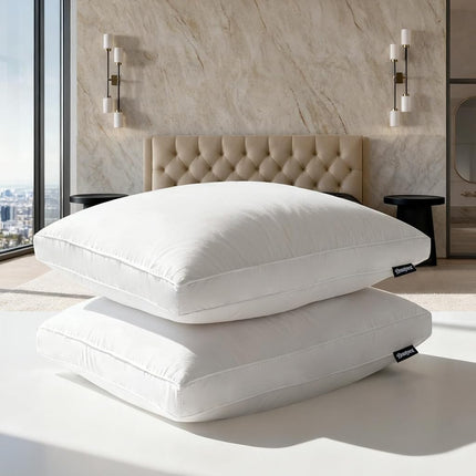 Beautyrest Goose Feather Down Fiber Gusseted Pillows, Hotel Pillow Luxury Bed Pillows, 100% Cotton Cover, King Size Set of 2