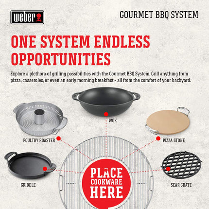 Weber 8836 Gourmet BBQ System Pizza Stone with Carry Rack,16.7" Long