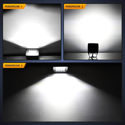 Nilight 4PCS 3Inch 42W LED Pods LED Cubes Upgraded Spot Flood Combo Beam Square Driving Light Backup Light Reverse Light Grill Mount Light with Wiring Harness Kit -4 Leads