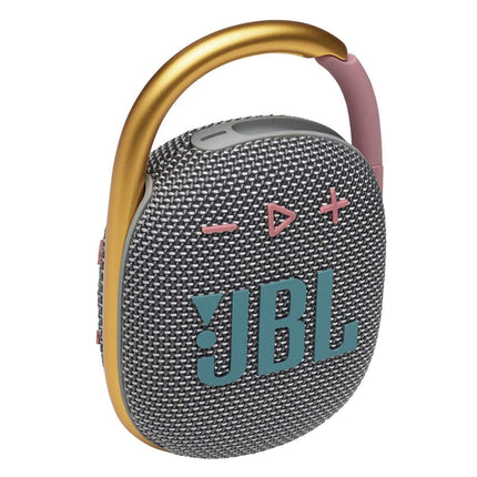 JBL Clip 4 - Mini enceinte Bluetooth portable, son puissant et basses percutantes, mousqueton intégré, étanche à l'eau et à la poussière IP67, 10 heures d'autonomie, enceinte pour la maison, l'extérieur et les voyages (Gris)