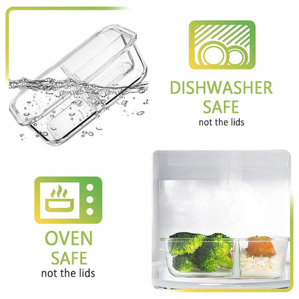 M MCIRCO [5-Pack,36 oz] Glass Meal Prep Containers 3 Compartment with Lids, Glass Lunch Containers,Food Prep Lunch Box,Bento Box, Microwave, Oven, Freezer, Dishwasher (4.5 Cups, White)