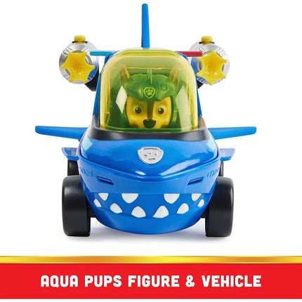 PAW Patrol, Aqua Pups Basic Vehicle Toy Car in Shark Design with Chase Puppy Figure, Toy Suitable for Children from 3 Years