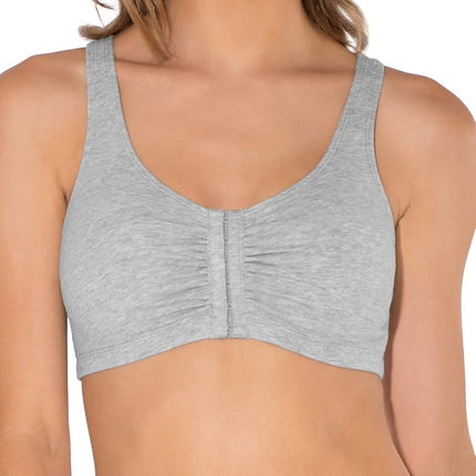Fruit of the Loom Women's Sports Bra with Zip, Opaque, Grey mlange, 6