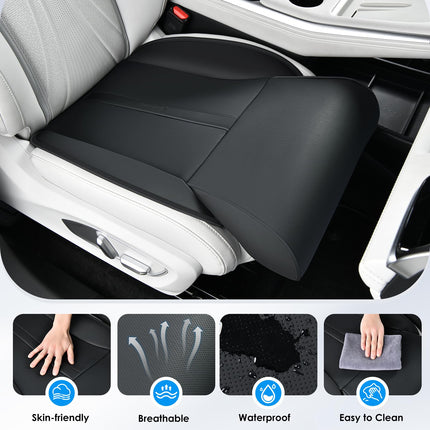 FLORICH Car Seat Extender Leg Support Cushion for Driver Seats Office Chair, Leather Memory Foam Widened seat Cushion for Long Drivers Universal Car Seat Cushion Legs Rest Pads-Light Black