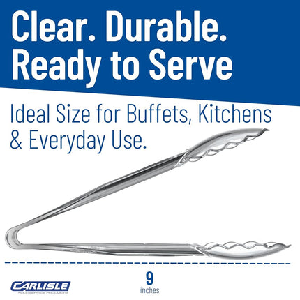 Carlisle 410907 Carly® Utility Tong, 9", Clear (Pack of 12)