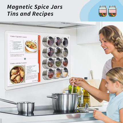 17.7" x 11.8" 2 Pack White Metal Magnetic Board - Magnet Bulletin Board to Display Magnetic Letters Numbers Animal, Poetry, Spice Jars, Notes, Photos, Suitable for Wall, Refrigerator, Cubicle