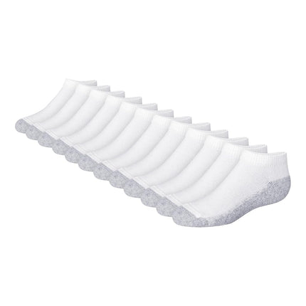 Hanes Boys' Extra Durable Ankle Socks Multipack, White, Large