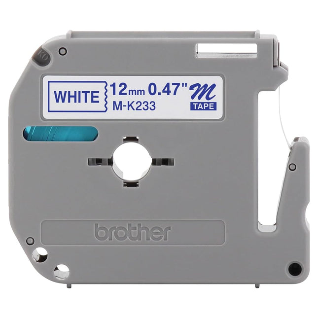 Brother Tape Cartridge 0.5IN Wide, Non-Laminated Blue on White (MK233) - Retail Packaging