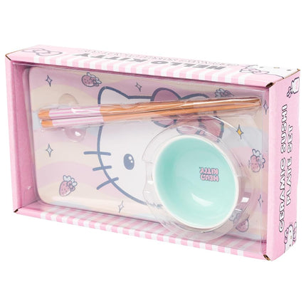 Silver Buffalo Hello Kitty Face and Strawberries Boxed 3pc Ceramic Sushi Set