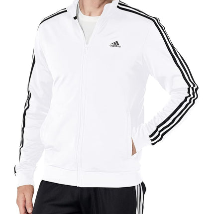 adidas Men's Standard Essentials Warm-Up 3-Stripes Track Top, White/Black, X-Small