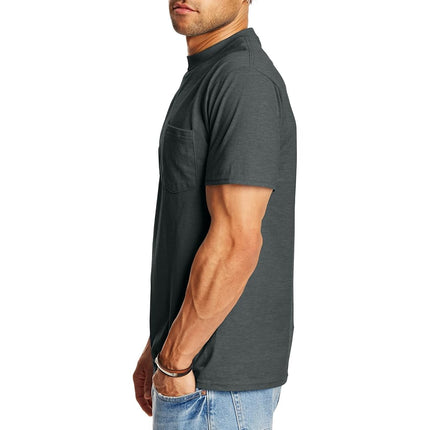Hanes Men's Heavyweight Pocket T-Shirt, Beefy-T Full-Cut Cotton Pocket Tee for Men, Crewneck T-Shirt for Men, 1 or 2 Pack, Charcoal Heather - 1 Pack, 3X-Large