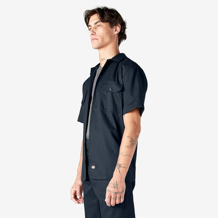 Dickies Men's Short Sleeve Work Shirt, Navy, 4X-Large Big Tall