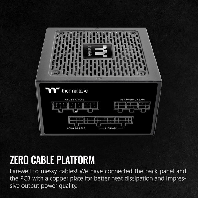 Fuente de alimentación Thermaltake GF1 (2024) ATX 850W completamente modular - 80 Plus Gold - Ultra silenciosa - Cero RPM, PS-TPD-0850FNFAGU-P